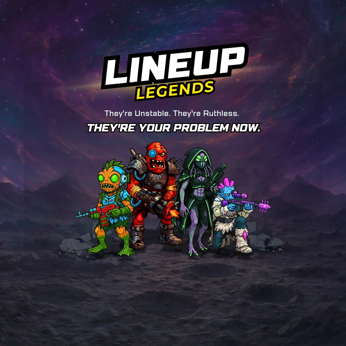Lineup Legends poster: monstrous ensemble cast.